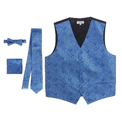 Gioberti Men's Formal 4pc Metallic Paisley Vest Necktie Bowtie and Pocket Square