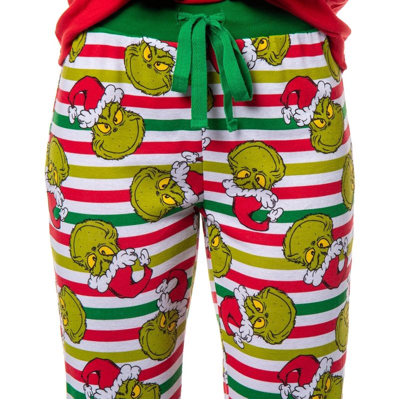 Dr. Seuss Womens' The Grinch Who Stole Christmas New Nice Lounge Pajama Sets, 2 of 7