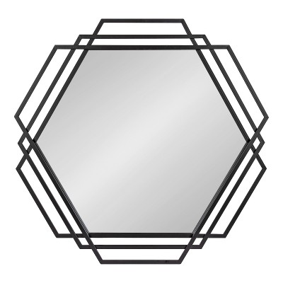 Kona 32x31 Black Iron Hexagon Bathroom Vanity Mirror