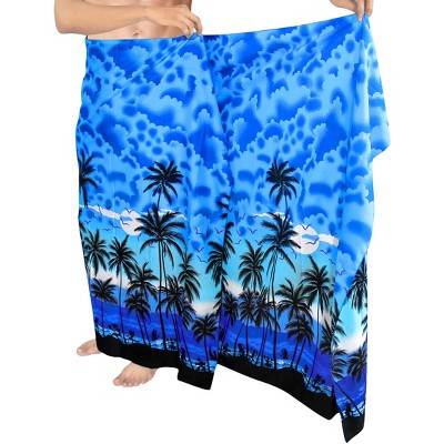LA LEELA Men's Sarong Bath Hawaiian Pareo Wrap One Size Sapphire