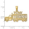 Black Bow Jewelry 14k Yellow Gold I Heart My Trucker Semi Truck Pendant - 3 of 4