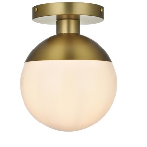 Elegant Lighting Eclipse 8 Inch Flush Mount Frosted White Shade in Satin Gold - 1 of 4