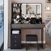 Gulches Luxury Black Vanity Tables Set with LED Mirror & Power Station - 2 of 4