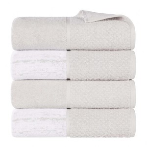 100% Cotton Medium Weight Two-Toned Jacquard and Solid Assorted Towel Set by Blue Nile Mills - 1 of 4