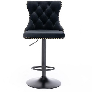 Swivel Velvet Barstools, Modern Upholstered Bar Stools with Backs Comfortable Tufted for Home Pub and Kitchen Island,Black,Set of 2 - 1 of 4