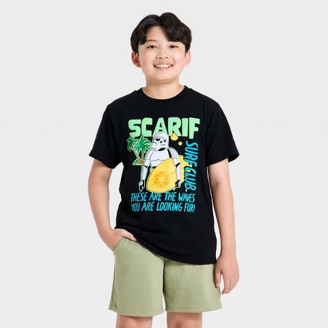 Disney Boys' Star Wars Scarif Surf Short Sleeve Graphic T-Shirt - Black S