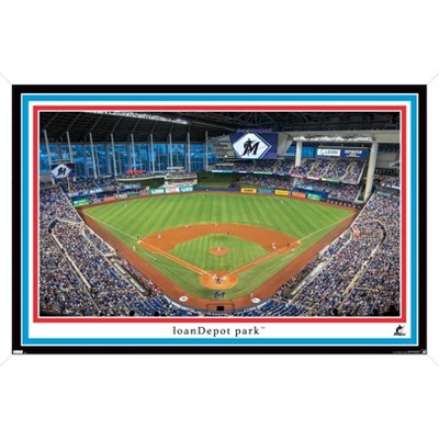 Miami Marlins Stadium Map Print Team Colours Baseball 