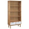 vidaXL Bookcase OTTA with 2 Drawers Brown and White Solid Wood Pine - image 2 of 4