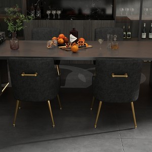 SEYNAR Modern Glam PU Leather Dining Chair or Vanity Chair Set of 4 with Rear Handle - 1 of 4