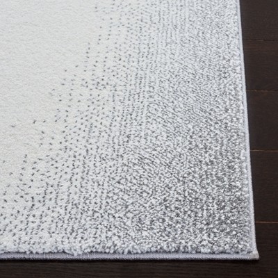 Mid-Century Modern Grey and Green Synthetic Area Rug