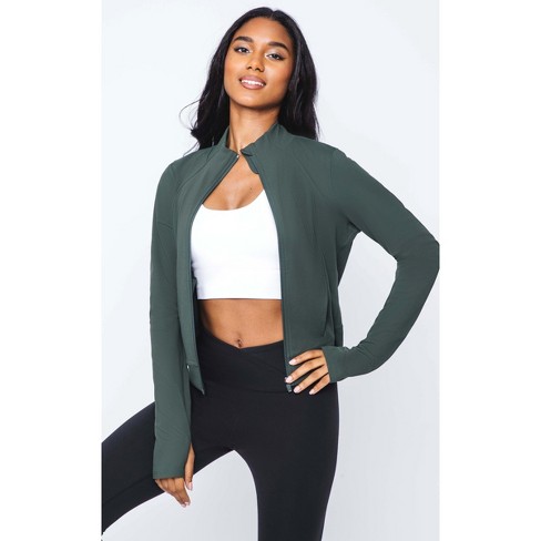 90 Degree By Reflex Womens Interlink Ribbed Half Zip Long Sleeve Crop Top  Jacket : : Clothing, Shoes & Accessories