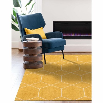 Bright Yellow 4' x 6' Trellis Synthetic Rectangular Rug