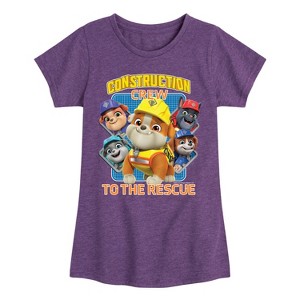 Girls' - Paw Patrol - Rubble & Crew Fitted Short Sleeve Graphic T-Shirt - 1 of 4