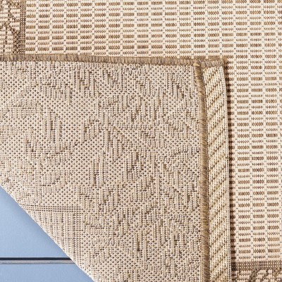 Natural and Brown Rectangular Synthetic Indoor/Outdoor Area Rug
