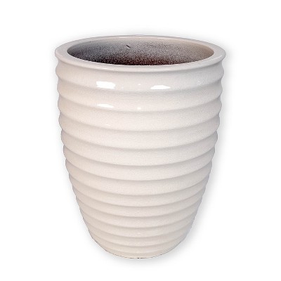 SpassWay 17" Dia Outdoor Indoor Ceramic Planter Pot Decorative Planter with Drainage Hole Patio Flower Pot