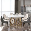Munora 59.1" Modern Round Sintered Stone Dining Table - White Faux Marble Top with Stainless Steel Base, Seats 6-8 - 2 of 4