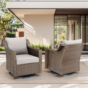 Belord Patio Swivel Rocking Chairs Set of 2, All Weather PE Wicker Patio Furniture Swivel Glider Rocker Chair with Wide Armrest and Deep Seat - 1 of 4