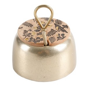 Cravings By Chrissy Teigen 4 Inch Aluminum Spice Cellar and Spoon in Gold with Mango Wood Lid - 1 of 4