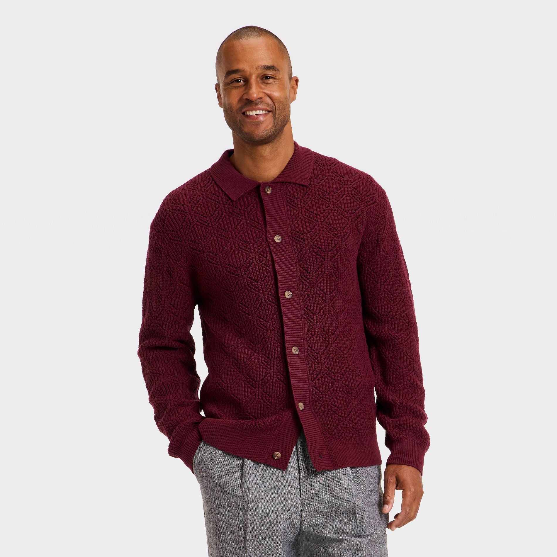 Men's Long Sleeve Cardigan Sweater - Goodfellow & Co™ Red