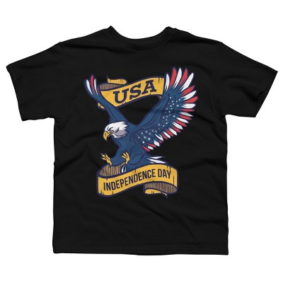 Boy's Design By Humans July 4th Eagle USA Cartoon By TshirtforHumans T-Shirt