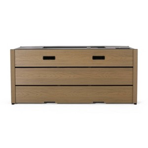 Archie Outdoor Rectangle Fire Pit: Christopher Knight Home, 40,000 BTU, Lightweight Concrete, Weather-Resistant - 1 of 4