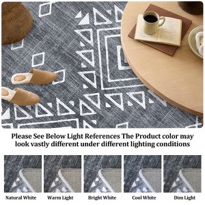 Modern Geometric Area Rug Soft Washable Rug Non Slip Non Shedding Floor Carpet, Low Pile Thin Rug, Distressed Southwestern Rug, Indoor Printed Rug - 1 of 4