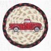 Earth Rugs Vintage Red Truck Round Coaster – 7"x7" Hand-Stenciled Jute, Rustic Tabletop Accent - 3 of 3