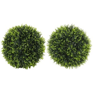 2 Pack Artificial Plant Cedar Topiary Balls, 17.7 Inch - 1 of 4
