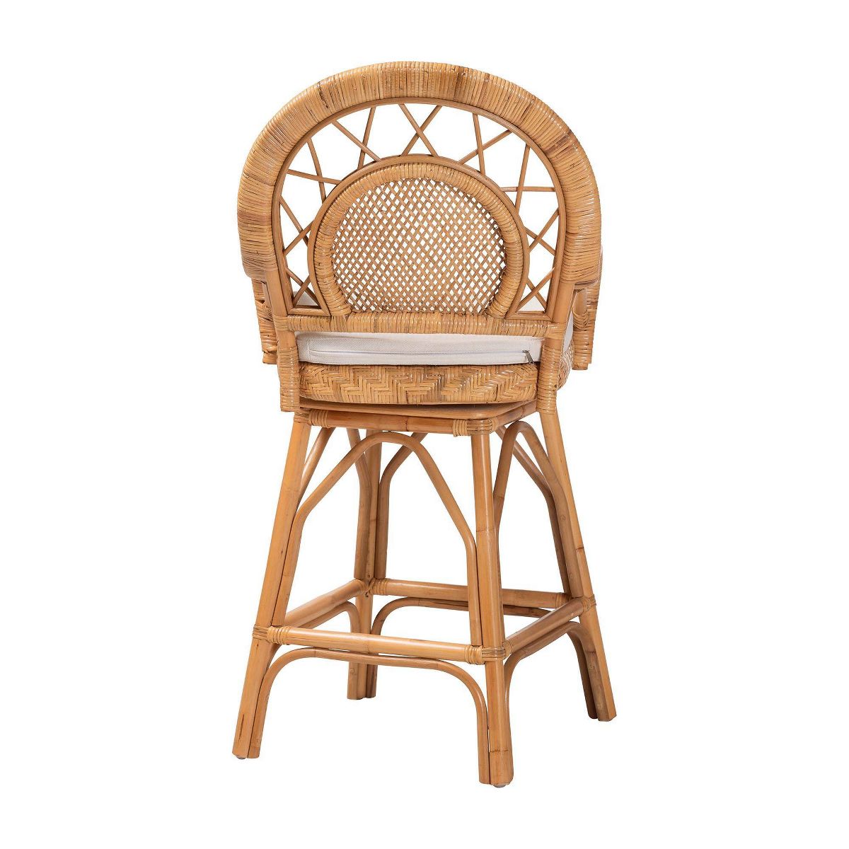 bali & pari Adam Natural Rattan Counter Stool with Cushion Light Honey