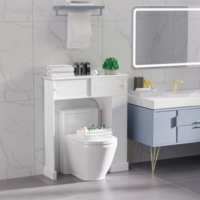White MDF Over-the-Toilet Bathroom Cabinet with Adjustable Shelves