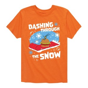 Boys' - SpongeBob SquarePants - Dashing Through The Snow Short Sleeve Graphic T-Shirt - 1 of 4
