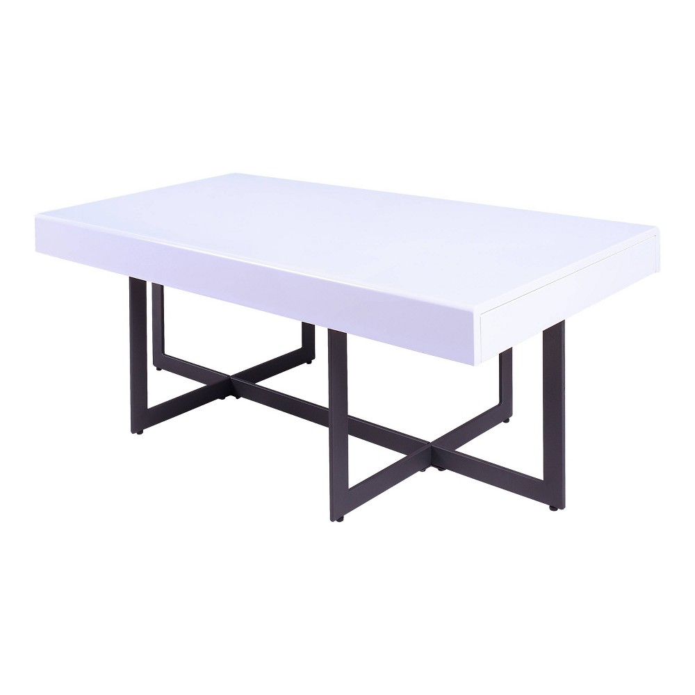 47.25" Neyo Rectangle Coffee Table with Drawers White - miBasics