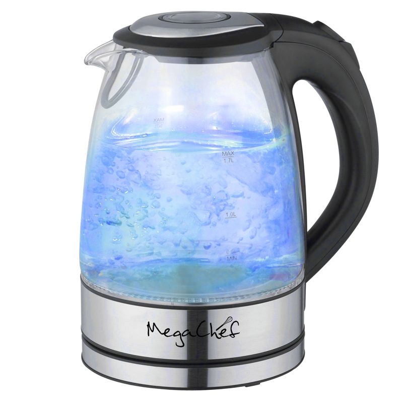 MegaChef 1.7Lt. Glass and Stainless Steel Electric Tea Kettle, 1 of 5