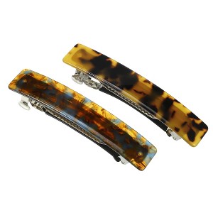 Unique Bargains Women's Tortoise Shell French Hair Barrettes Amber 2 Pcs - 1 of 4