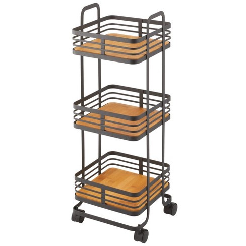 Mdesign 3 Tier Square Rolling Household Storage Cart 4 Wheels Target