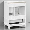 24" White Bathroom Vanity with Ceramic Sink Top, 3 Drawers, Side Cabinet & Freestanding Solid Wood Base for Small Spaces - 4 of 4