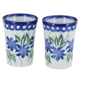 Blue Rose Polish Pottery 302 Vena 2 PC Shot Glass Set - 1 of 1