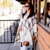 Pavilion Gift Company - Cream, Camel & Navy Plaid - 48" x 63" One Size Fits Most - Sweaters and Shawls - 2 of 4