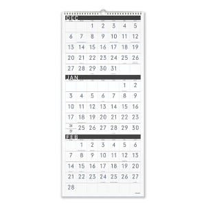 Three-Month Reference Wall Calendar, Contemporary Artwork/Formatting, 12 x 27, White Sheets, 15-Month: Dec 2024 to Feb 2026 - 1 of 3