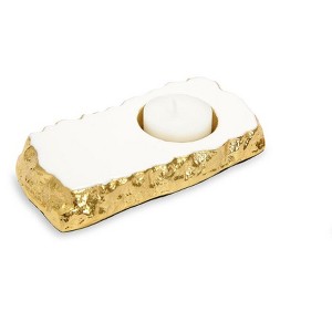 Classic Touch White Marble Tea Light Holder Gold Edged - 5.25"L x 2.75"W - 1 of 3