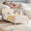 Twin Size Upholstered Bed Frame with Adjustable Headboard and Footboard, Velvet Princess Platform Bedframe for Kids/Girls, Wooden Slats Support - 4 of 4