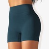 Anna-Kaci Active Women's Wide Band Stretchy Rib Knit Seamless Gathered Biker Shorts - 4 of 4