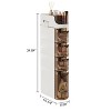 VECELO 4-Tier Slim Bathroom Storage Cabinet with Wheels & Drawers, Toilet Paper Holder, Movable Narrow Floor Cabinet for Small Space, White - 3 of 4
