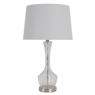 Translucent Glass Table Lamp Set with Brushed Steel Clear - Decor Therapy