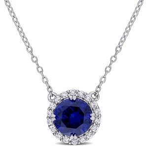 EVERLY JEWELRY | Sterling Silver  2 3/4 CT TGW Created Sapphire Fashion Pendant With Chain, 18-inch - 1 of 4