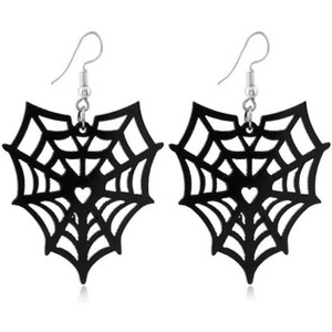 Halloween Acrylic Earrings - Skull, Spider & Bat Dangle Design for Women's Costume Party Jewelry - 1 of 4