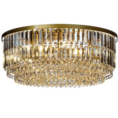 ALOADECOR 5 Lights 24" Modern Glam Round Chandelier With Clear Crystal
