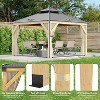 12 x 12 FT Hardtop Gazebo – Wood Grain Double Roof, Galvanized Steel, with Netting & Curtains, Khaki - 2 of 4