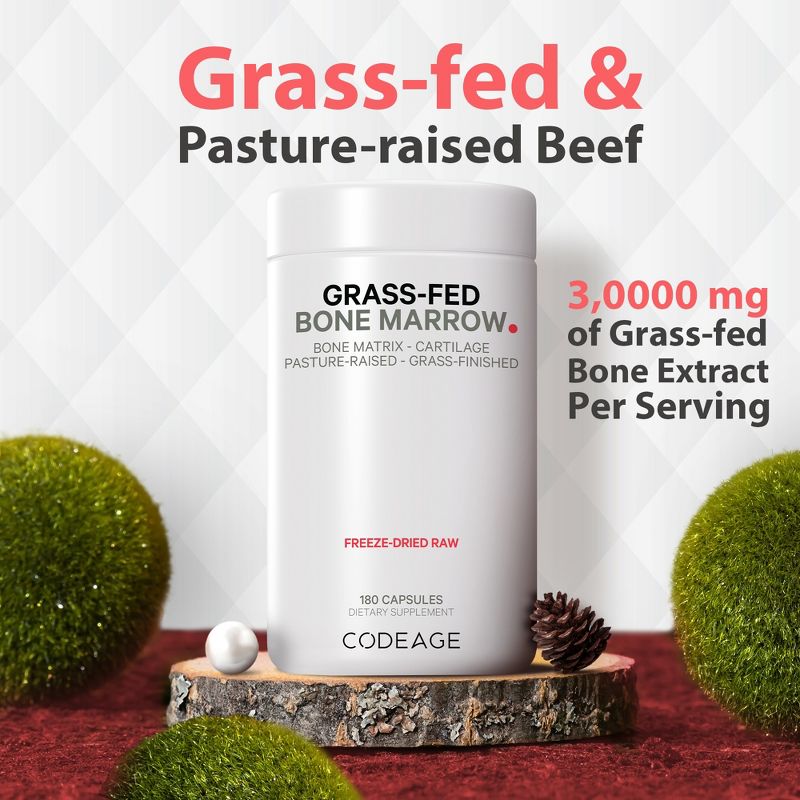 Codeage Grass-Fed Bone Marrow, Freeze Dried, Non-Defatted, Desiccated - 180ct, 5 of 10