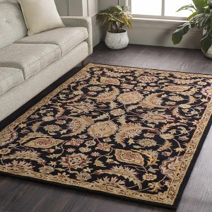 Hauteloom Blomkest Black&Yellow Traditional Wool Carpet - 1 of 4